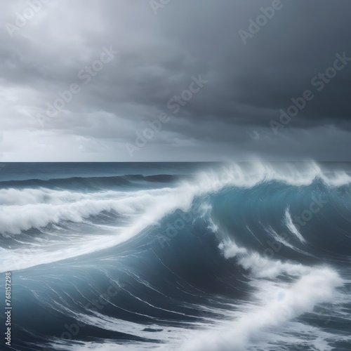 stormy clouds gather over a churning ocean