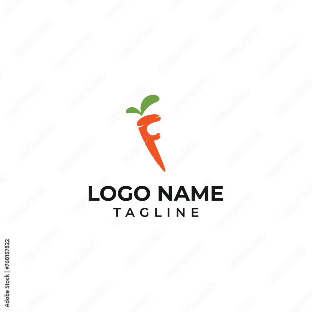 Fototapeta premium Letter F ripe orange carrot logo. Vector elements for natural application, ecology presentation, business card or cafe posters.