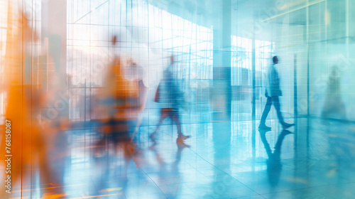 Medical staff in hospital corridor, health care, motion blur effect