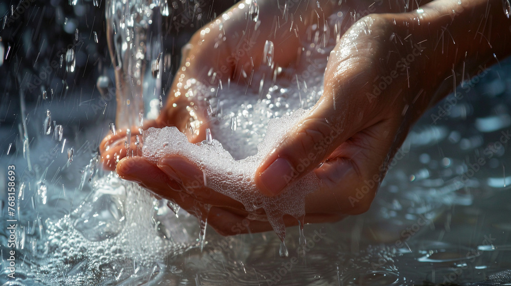 Fototapeta premium Clean Hands Under Flowing Water