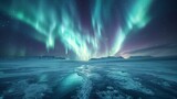 Aurora Borealis Over Frozen Lake
