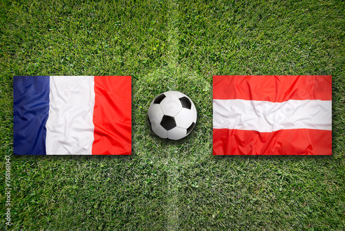France vs. Austria flags on soccer field