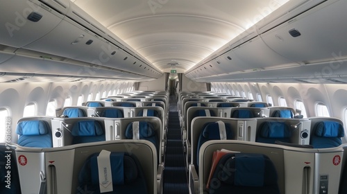 Row of Empty Seats in Airplane