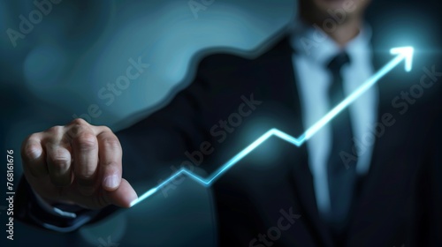 Businessman Pointing to Line Graph