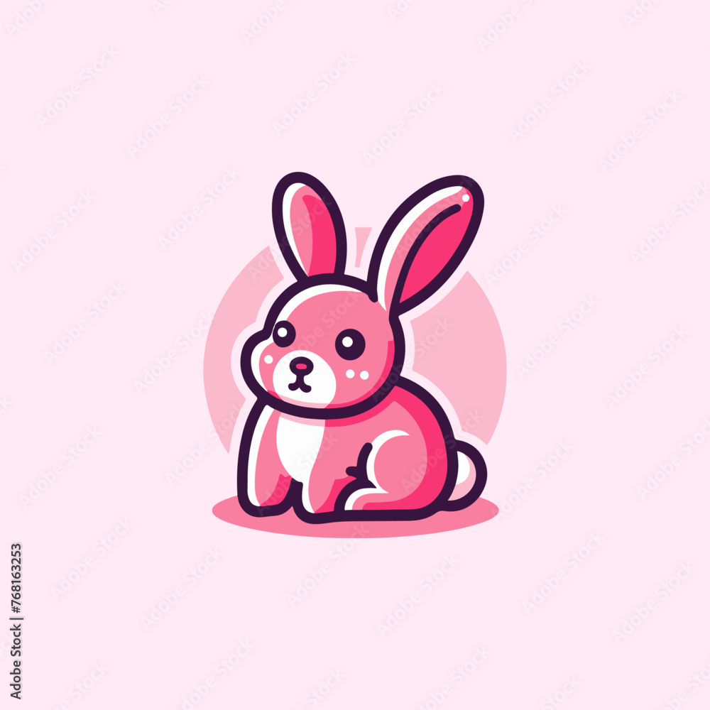 Vector illustration of a pink rabbit, adorable rabbit icon. Vector illustration of a pink rabbit, adorable rabbit icon.