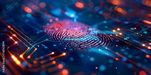 Enhancing Login Security with AI-Powered Fingerprint Scanning Technology. Concept Biometric Authentication, Cybersecurity, Artificial Intelligence, Fingerprint Recognition © Ян Заболотний