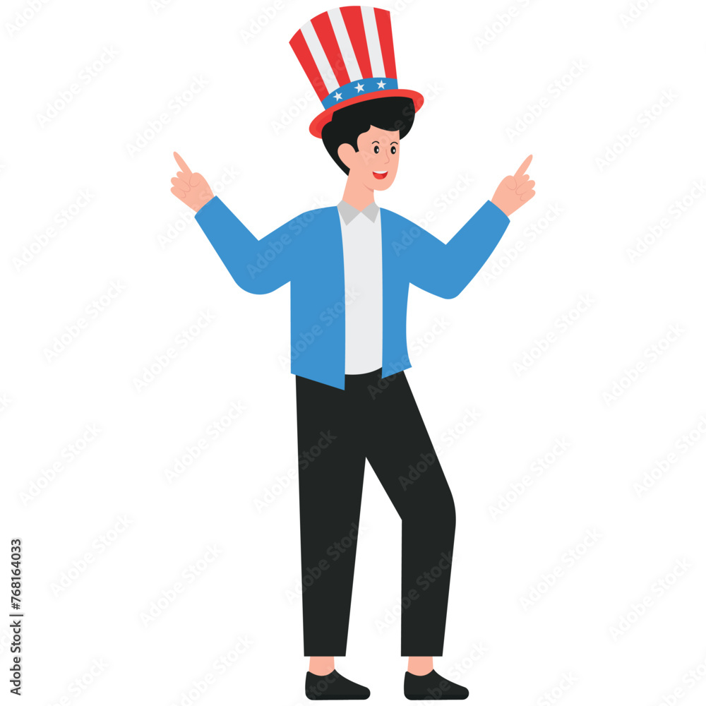 Man Celebrating Independence Day Illustration

