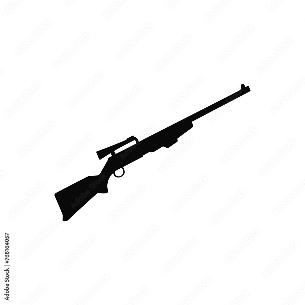 Black hunting rifle icon, flat logo vector Black hunting rifle icon, flat logo vector
