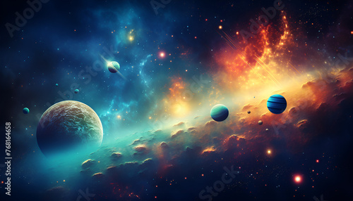 Planets of the Solar System in the Universe Astrology astronomy earth outer space solar system. Abstract scientific background