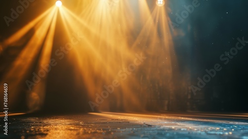 stage spot lighting over yellow background. 