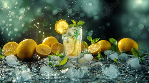 Refreshing Glass of Lemon Water With Ice