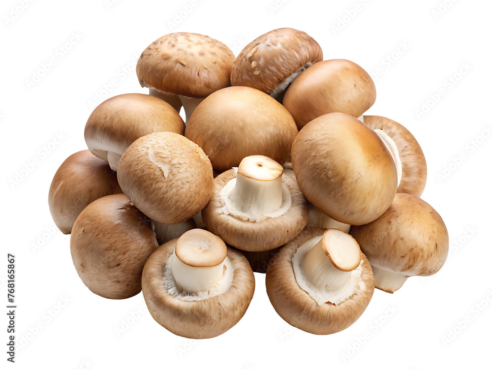 Champignon mushrooms close-up, isolated on a transparent background. Champignon mushrooms close-up, isolated on a transparent background.