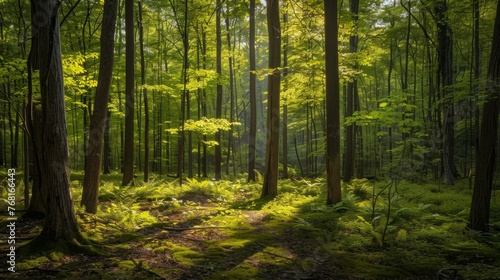 A serene, enchanting forest scene in early summer,  © Glce