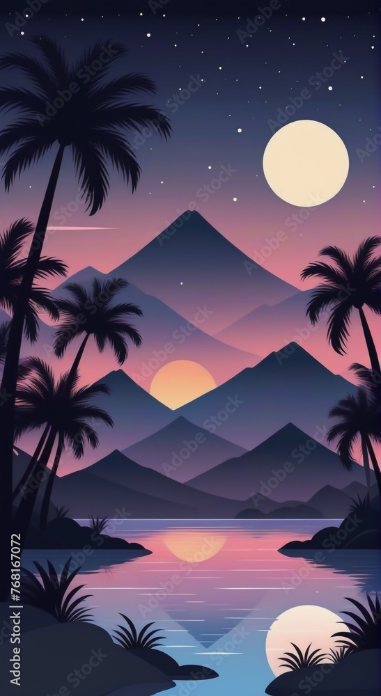 Naklejka premium Lunar Love Song illustration mobile wallpaper