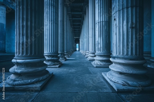 Marble columns of a government building in the center of Athens 