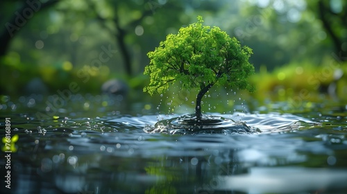 Small Tree Floating on Water