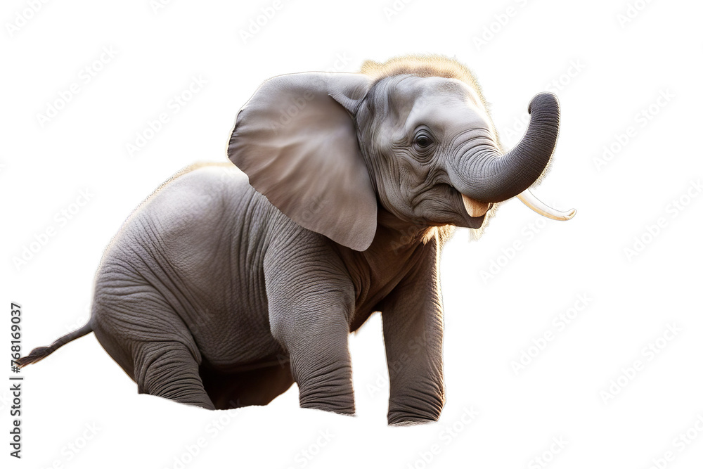isolated show white backgroun elephant baby young sit animal wildlife mammal background clipping path trunk nature circus proboscis power wild grey strong large big ivory huge ear herbivore colours