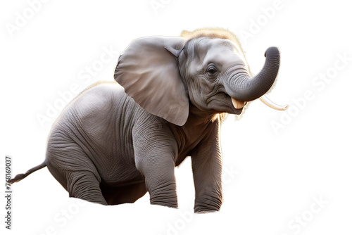 Obraz na płótnie isolated show white backgroun elephant baby young sit animal wildlife mammal background clipping path trunk nature circus proboscis power wild grey strong large big ivory huge ear herbivore colours w salonie