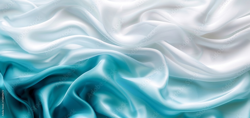 Close Up of Blue and White Satin Fabric. Generative AI Close Up of Blue and White Satin Fabric. Generative AI