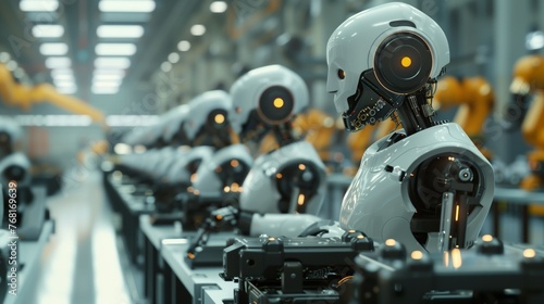 Robots Aligned in Factory