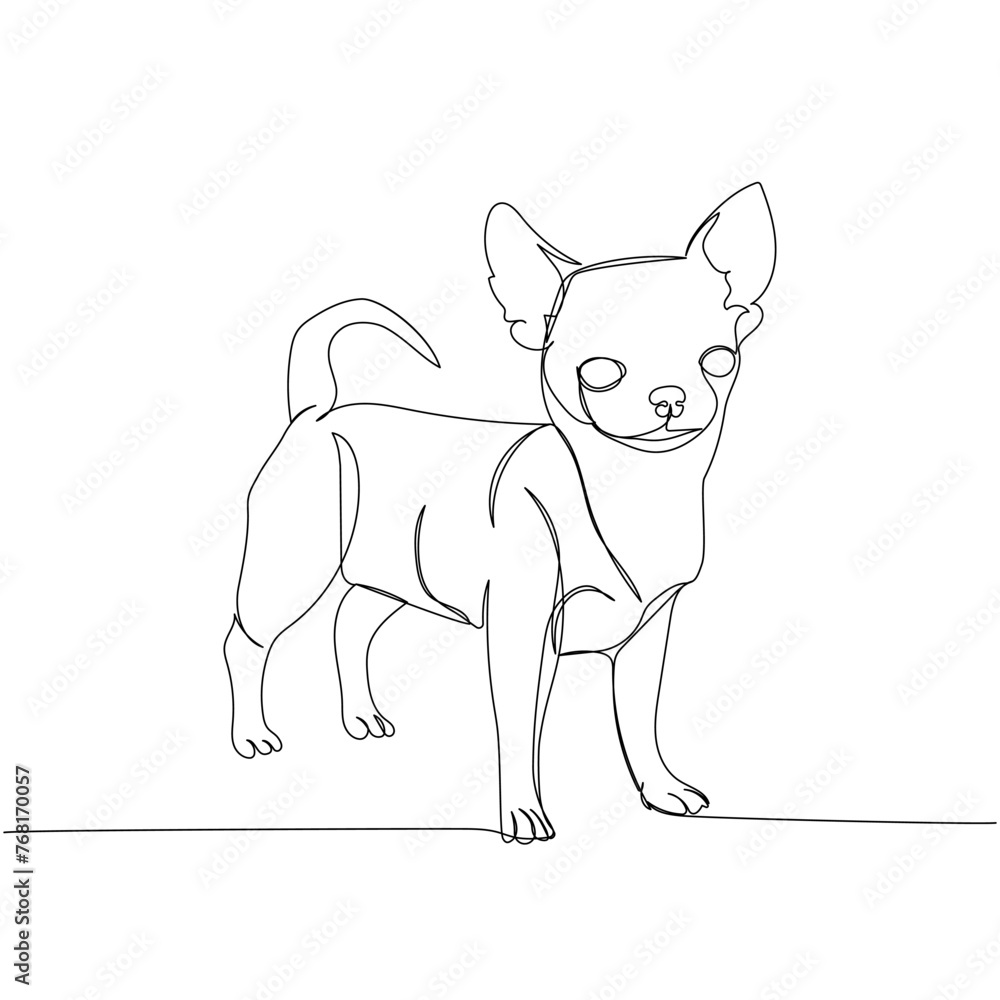 Chihuahua, companion dog, Mexican dog breed one line art. Continuous line drawing of friend, dog, doggy, friendship, care, pet, animal, family, canine. Chihuahua, companion dog, Mexican dog breed one line art. Continuous line drawing of friend, dog, doggy, friendship, care, pet, animal, family, canine.