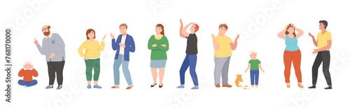 Arguing People Character Have Quarrel and Conflict Vector Set