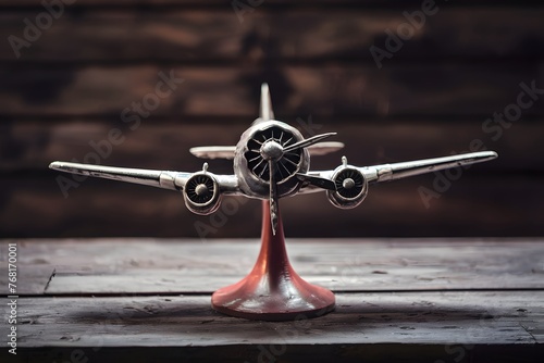 Retro airplane miniature symbolizes nostalgia and wanderlust for travel