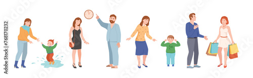 Arguing People Character Have Quarrel and Conflict Vector Set