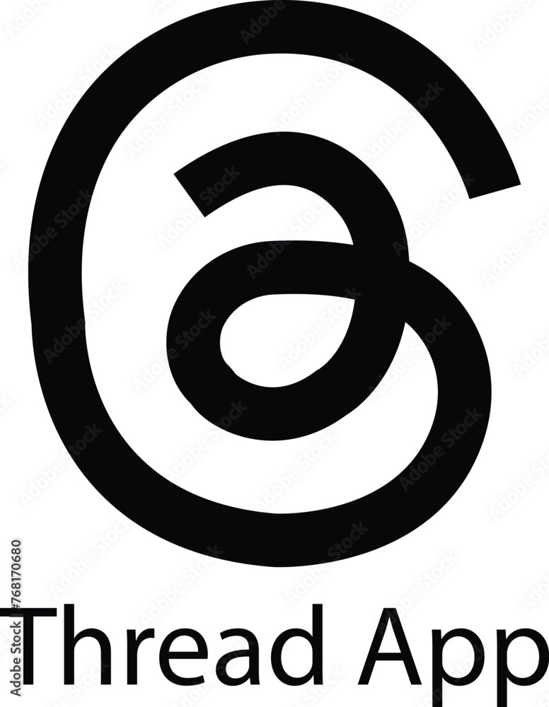 Threads mobile app icon and logo on transparent background, vector ...
