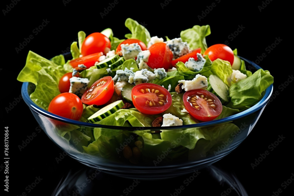 Short food supply chains SFSCs.From garden to plate concept. Fresh salad bowl on black background Short food supply chains SFSCs.From garden to plate concept. Fresh salad bowl on black background