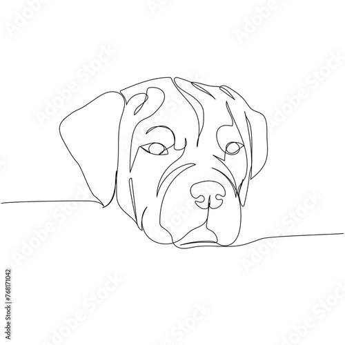 Cane Corso Italian dog breed, companion dog, guard dog, service dog one line art. Continuous line drawing of friend, dog, doggy, friendship, care, pet, animal, family, canine.
