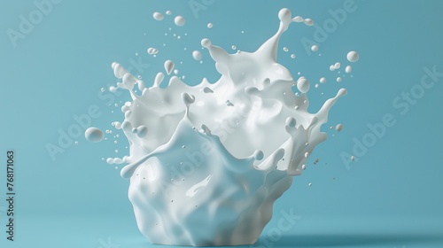 Milk Splash on Blue Background