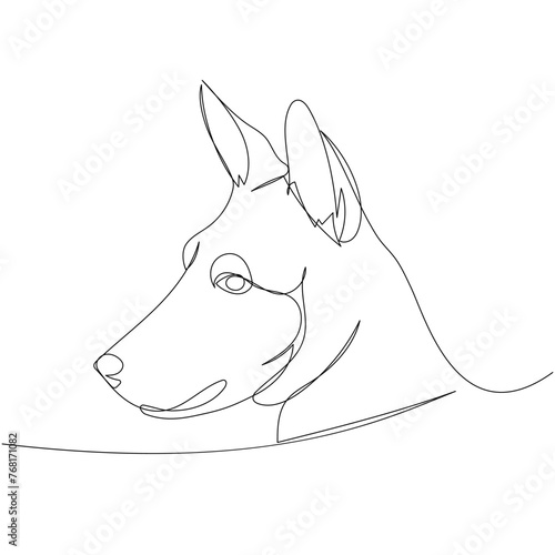 basenji, Zande dog, bongo terrier, hunting dog one line art. Continuous line drawing of friend, dog, doggy, friendship, care, pet, animal, family, canine. photo