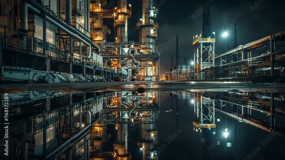 Factory Reflecting in Water