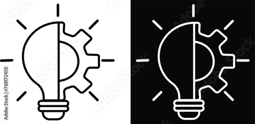 Innovation icon set. Light bulb and cog inside. inspiration flat vector. Simple element from digital disruption collection. Filled Innovation for templates, infographics and more