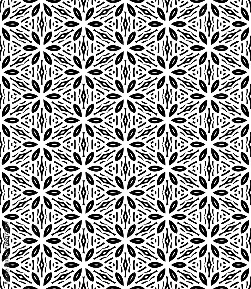 Black and white seamless abstract pattern. Background and backdrop. Grayscale ornamental design.