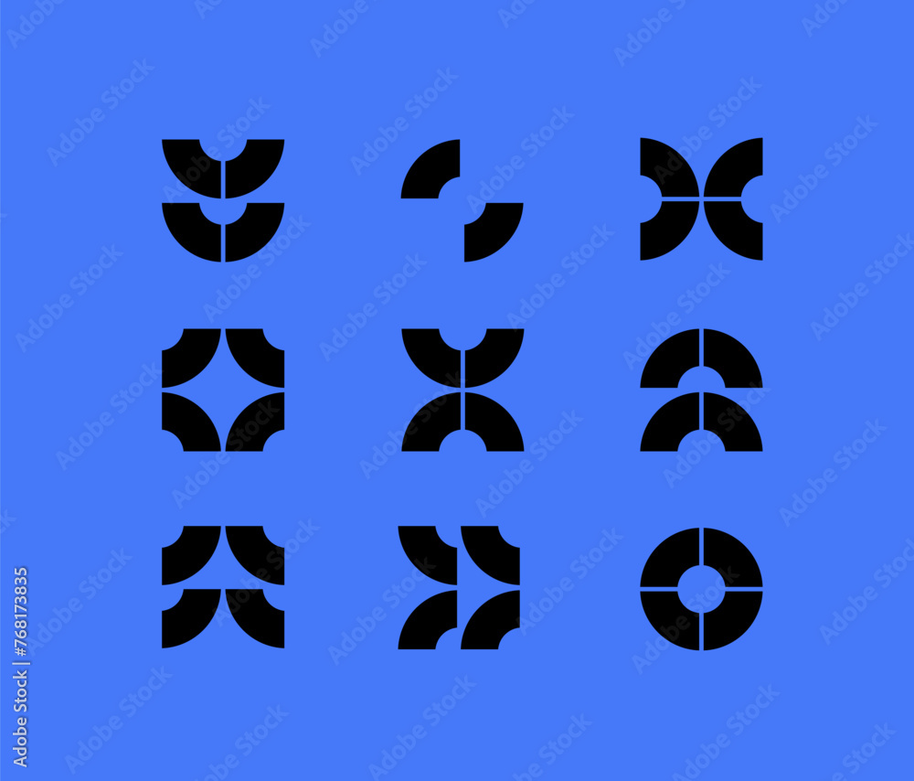 collection of abstract graphic geometric symbols. Templates for notes, posters, banners, stickers, business cards, logo. Retro futuristic elements for design. collection of abstract graphic geometric symbols. Templates for notes, posters, banners, stickers, business cards, logo. Retro futuristic elements for design.