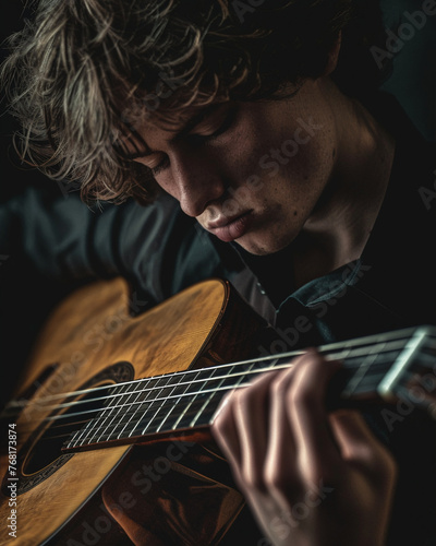 Male Musician Playing Guitar