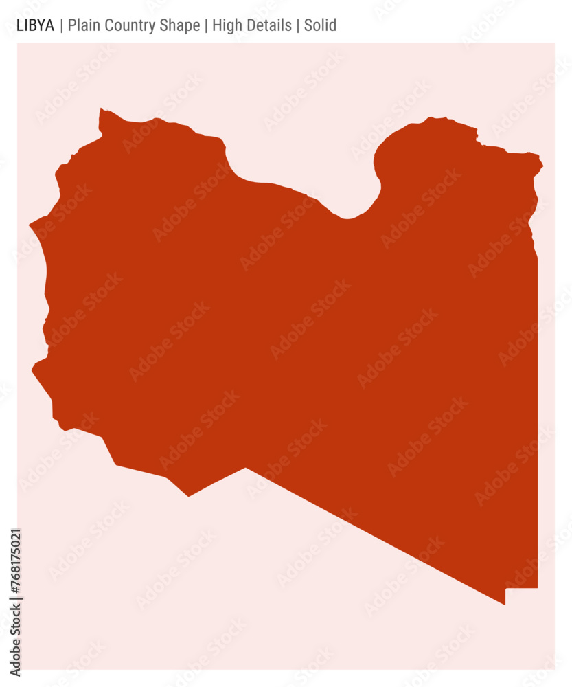 Libya plain country map. High Details. Solid style. Shape of Libya. Vector illustration.