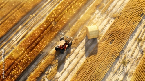 Tractor Harvesting Field photo