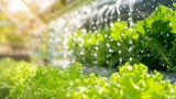 Watering Lettuce in Greenhouse