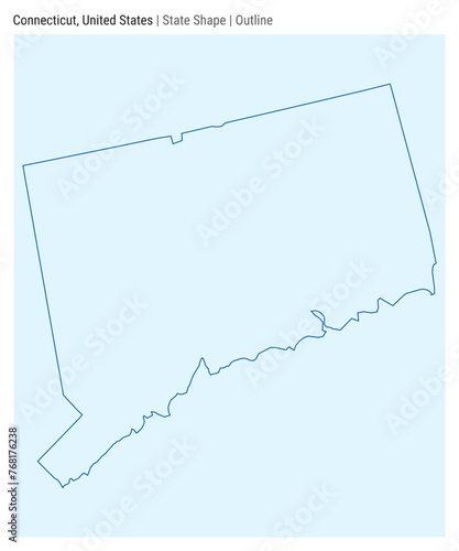 Connecticut, United States. Simple vector map. State shape. Outline style. Border of Connecticut. Vector illustration.