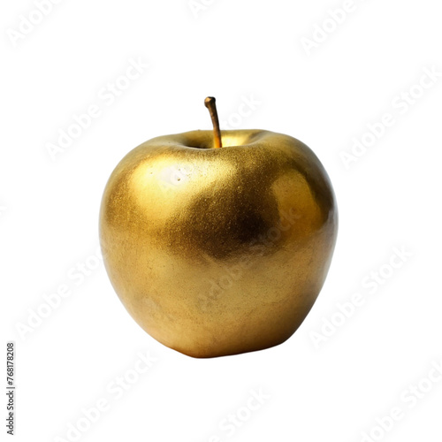 Golden apple. isolated on transparent background.
