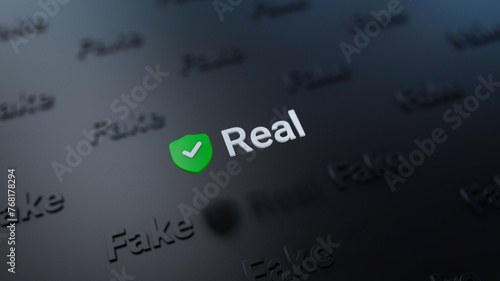 Fake or real concept, truth vs reality, fraud or genuine, myth vs facts, Concept of choosing between real and fake, awareness, Fake identity concept, internet security, AI vs human, deceptive