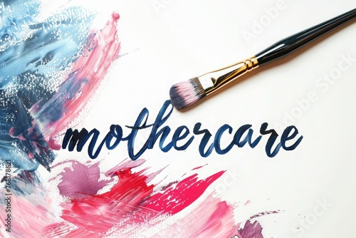 hand drawn watercolor brush strokes of text mothercare photo