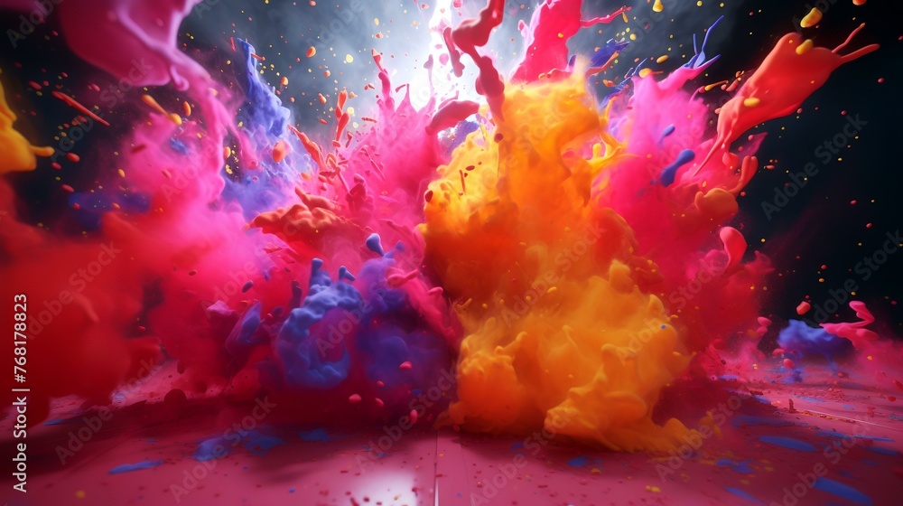 Red, yellow, blue and pink exploded of Holi Red, yellow, blue and pink exploded of Holi