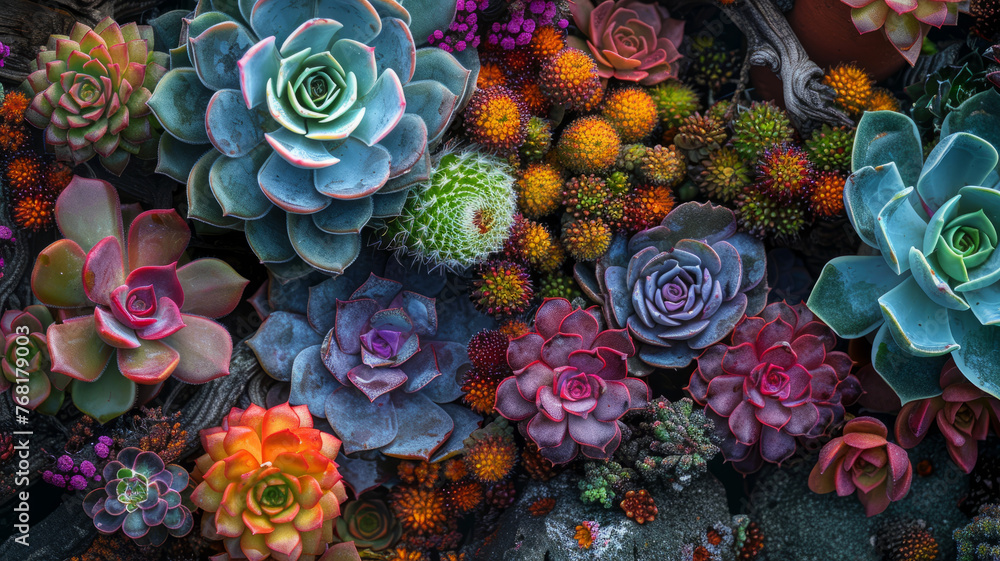 A variety of colorful succulent plants. A variety of colorful succulent plants.