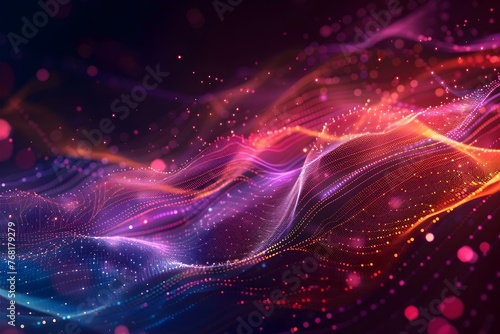 Futuristic Technology Background with Colorful Light Waves and Network Connections. Concept Technology Background, Futuristic Design, Colorful Light Waves, Network Connections