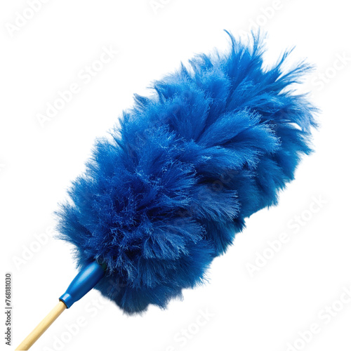 A blue feather duster. isolated on transparent background. photo