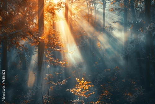 Sunlit Forest Filled With Trees © BrandwayArt